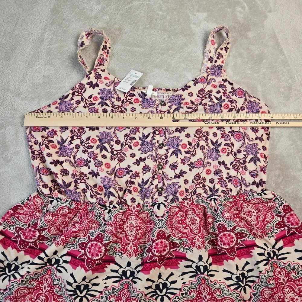 Maurices Sleeveless Blouse Womens Large Pink Purple Boho Top Summer Peplum - Picture 5 of 13